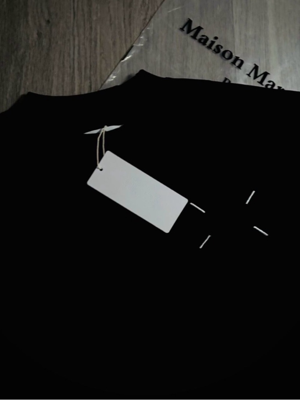 Maison Martin Margiela Black Men's T-Shirt with Signature Stitching